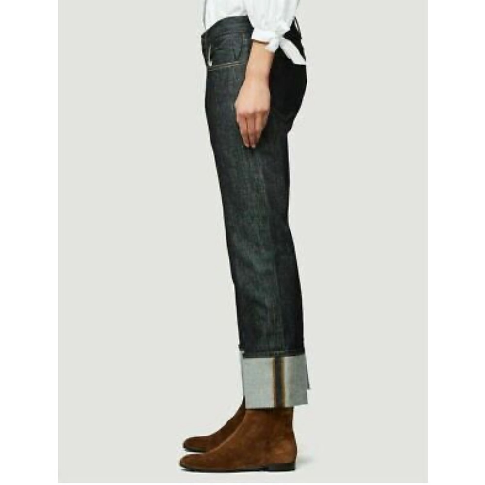 Frame Le Crop Mini Boot Rolled Hem Dark Wash Denim Jean